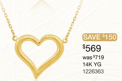 14K Yellow Gold 18" Heart Pendant