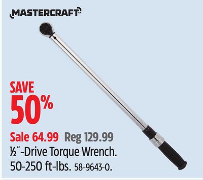 Mastercraft 1⁄2˝-Drive Torque Wrench. 50-250 ft-lbs.