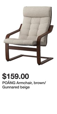POÄNG Armchair, brown/Gunnared beige