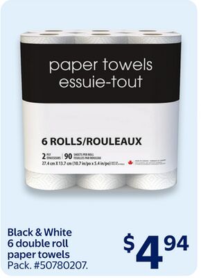 Black & White 6 double roll paper towels