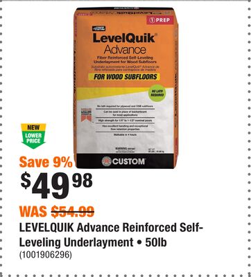 LEVELQUIK Advance Reinforced Self-Leveling Underlayment • 50lb