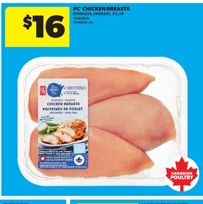 PC® CHICKEN BREASTS, 3' S, UP TO 630 G