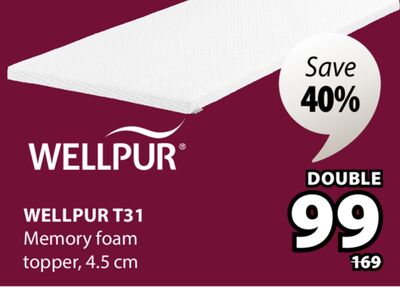 WELLPUR T31 Memory foam topper