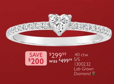 New Brilliance Lab Grown 0.40CTW Heart Diamond Ring in Sterling Silver