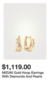 MIZUKI Gold Hoop Earrings With Diamonds And Pearls