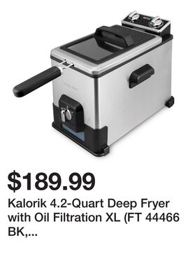 Kalorik 4.2-Quart Deep Fryer with Oil Filtration XL (FT 44466 BK, stainless steel)