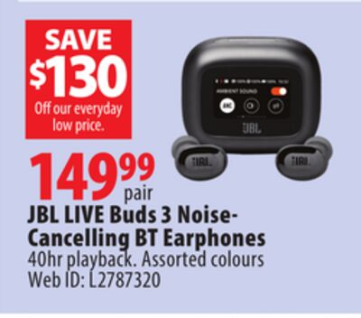 JBL LIVE Buds 3 Noise-Cancelling BT Earphones