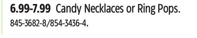 Candy Necklaces or Ring Pops