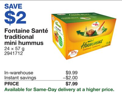 Fontaine Santé traditional mini hummus