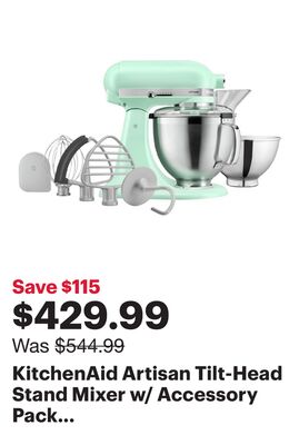 KitchenAid Artisan Tilt-Head Stand Mixer w/ Accessory Pack -5Qt-325-Watt- Spearmint - Colour of the Year - Exclusive Retail Partner