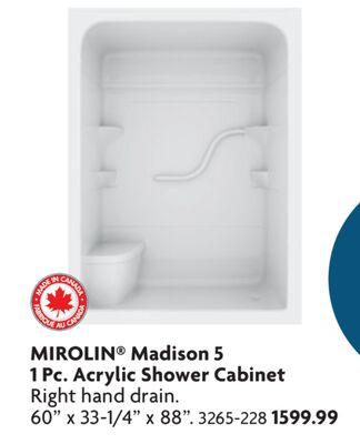 Madison 5 1 Pc. Acrylic Shower Cabinet