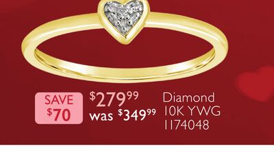 10K Yellow & White Gold Diamond Heart Ring