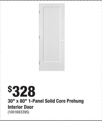 30" x 80" 1-Panel Solid Core Prehung Interior Door