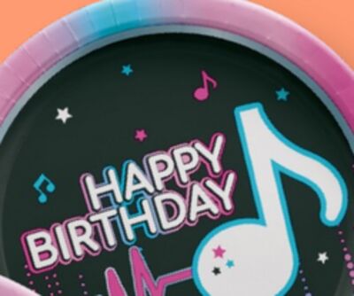 Internet Famous Round Paper Disposable Dessert Plates, Pink/Black, 7-in, 8-pk, for Birthday Party