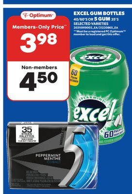 EXCEL GUM BOTTLES, 40/60'S OR 5 GUM, 35'S