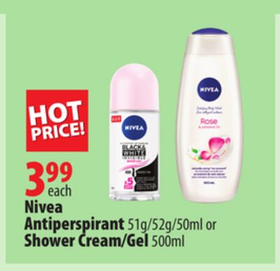 Nivea Antiperspirant 51g/52g/50ml or Shower Cream/Gel 500ml