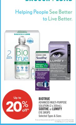 BIOTRUE ADVANCED MULTI-PURPOSE SOLUTION ($2 X 300ml ), SOOTHE or LUMIFY EYE DROPS