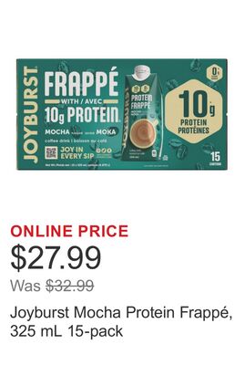 Joyburst Mocha Protein Frappé, 325 mL 15-pack