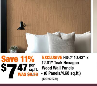 HDC 10.43" x 12.01" Teak Hexagon Wood Wall Panels