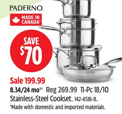 PADERNO 11-Pc 18/10 Stainless-Steel Cookset.