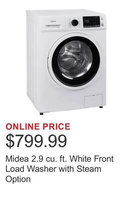 Midea 2.9 cu. ft. White Front Load Washer with Steam Option