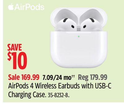 AirPods 4 Wireless Earbuds with USB-C Charging Case.