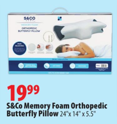 S&Co Memory Foam Orthopedic Butterfly Pillow