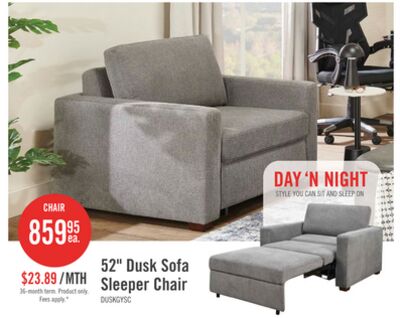 Dusk 52" Linen-Look Fabric Sleeper Chair with Track Arms - Grey