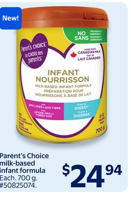 Parent's Choice milk-based infant formula