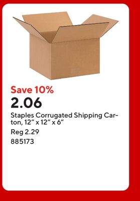 Staples Corrugated Shipping Carton, 12" x 12" x 6"