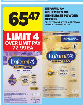 ENFAMIL A + NEUROPRO OR GENTLEASE POWDER REFILLS, 862/890 G