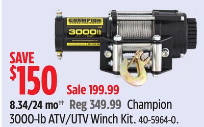 Champion 3000-lb ATV/UTV Winch Kit