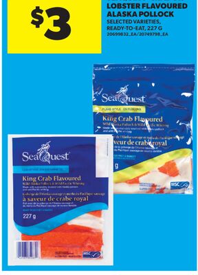 SEAQUEST® CRAB OR LOBSTER FLAVOURED ALASKA POLLOCK, 227 G