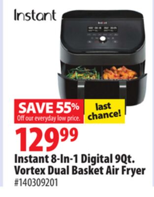 Instant 8-In-1 Digital 9Qt. Vortex Dual Basket Air Fryer
