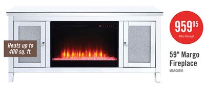 Margo 59" Glam Electric Fireplace TV Stand with Storage and Cable Management for TVs up to 65"- Silver