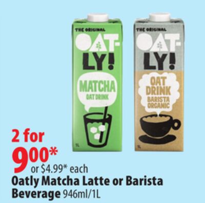 Oatly Matcha Latte or Barista Beverage