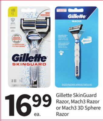 Gillette SkinGuard Razor, Mach3 Razor or Mach3 3D Sphere Razor