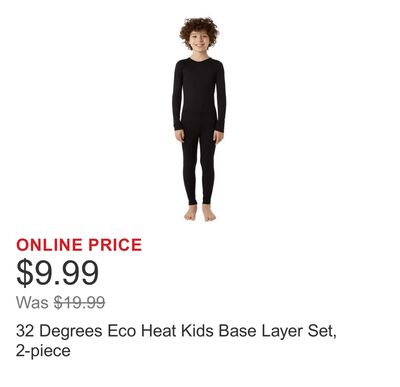 32 Degrees Eco Heat Kids Base Layer Set, 2-piece