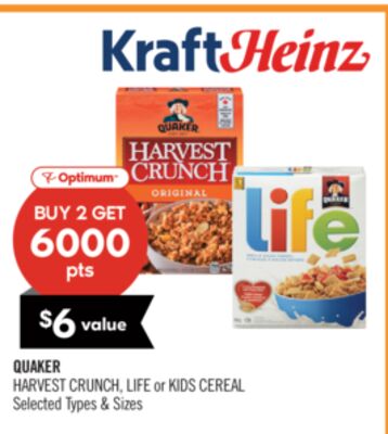 Quaker Harvest Crunch, Life Or KIDS Cereal