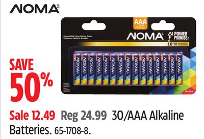 Noma 30/AAA Alkaline Batteries.
