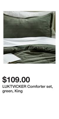 LUKTVICKER Comforter set, green, King