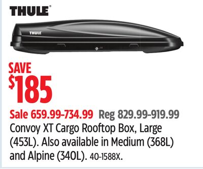Cargo Rooftop Box, Large (453L). Also available in Medium (368L)