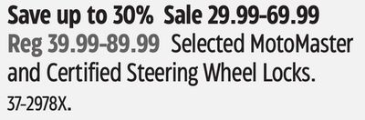 MotoMaster Selected MotoMaster and Certified Steering Wheel Locks