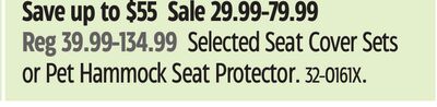 Selected Seat Cover Sets or Pet Hammock Seat Protector.