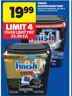 FINISH DISHWASHER TABS, 60-105' S