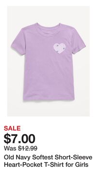 Old Navy Softest Short-Sleeve Heart-Pocket T-Shirt for Girls
