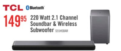 TCL 2.1 CH Bluetooth Dolby Atmos DTS Virtual:X Soundbar with Wireless Subwoofer (S55H)
