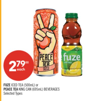 FUZE ICED TEA (500mL) or PEACE TEA KING CAN (695mL) BEVERAGES