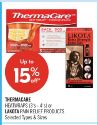 THERMACARE HEATWRAPS (3's - 4's) or LAKOTA PAIN RELIEF PRODUCTS