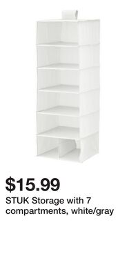 STUK Storage with 7 compartments, white/gray